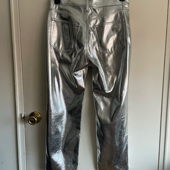 Petite GAP Cheeky Straight High Rise Pants 29P / 8P - Metallic Silver - Picture 2 of 5